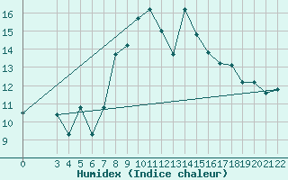 Courbe de l'humidex pour Bizerte