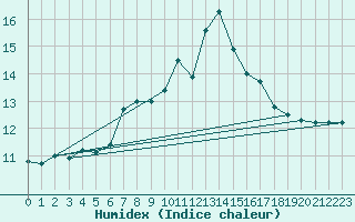 Courbe de l'humidex pour Cabo Busto