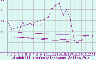 Courbe du refroidissement olien pour Brive-Laroche (19)
