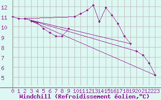 Courbe du refroidissement olien pour Chailles (41)