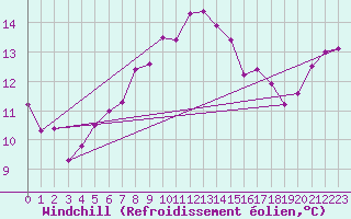 Courbe du refroidissement olien pour Zerind