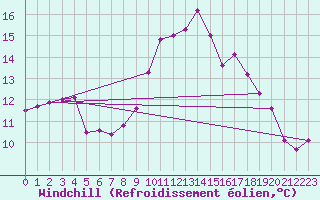 Courbe du refroidissement olien pour Belmullet