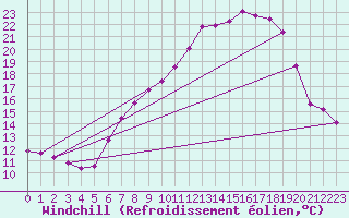 Courbe du refroidissement olien pour Wittering