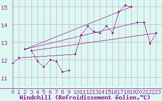Courbe du refroidissement olien pour Saunay (37)