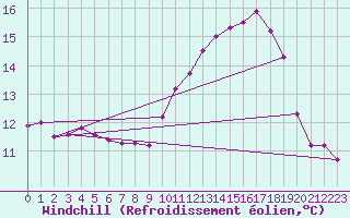 Courbe du refroidissement olien pour Coulommes-et-Marqueny (08)
