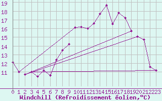 Courbe du refroidissement olien pour Bad Marienberg