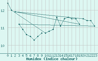 Courbe de l'humidex pour Roches Point
