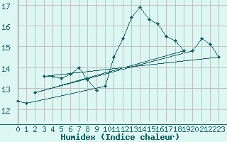 Courbe de l'humidex pour Sarzeau (56)