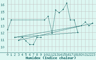 Courbe de l'humidex pour Bizerte
