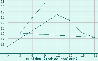 Courbe de l'humidex pour Krasnyy Kholm