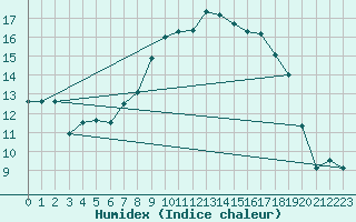 Courbe de l'humidex pour Schleiz