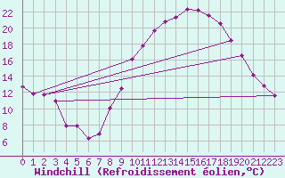 Courbe du refroidissement olien pour Zamora
