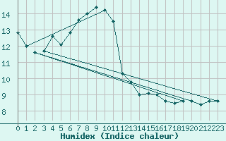 Courbe de l'humidex pour Neuchatel (Sw)