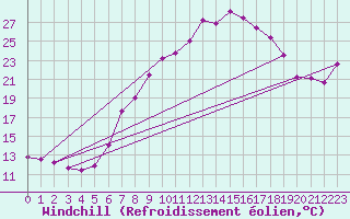 Courbe du refroidissement olien pour Bonn-Roleber