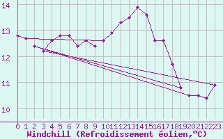 Courbe du refroidissement olien pour Tauxigny (37)