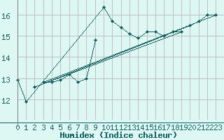 Courbe de l'humidex pour Bares