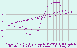 Courbe du refroidissement olien pour Lille (59)