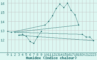 Courbe de l'humidex pour Selonnet - Chabanon (04)