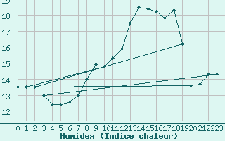Courbe de l'humidex pour Chieming
