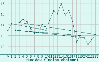 Courbe de l'humidex pour Ahaus