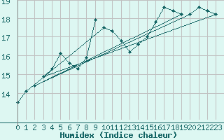 Courbe de l'humidex pour Bjornholt