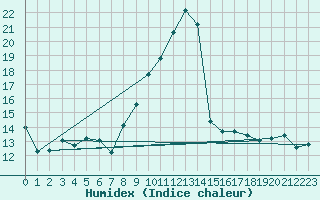 Courbe de l'humidex pour Roanne (42)