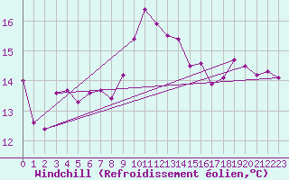 Courbe du refroidissement olien pour Perpignan (66)