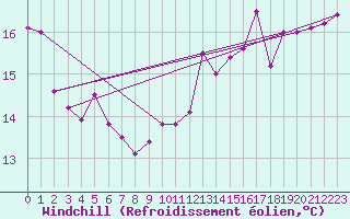 Courbe du refroidissement olien pour Le Touquet (62)