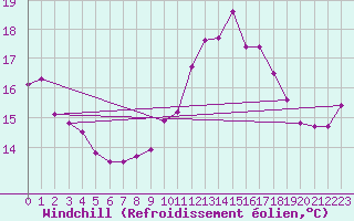 Courbe du refroidissement olien pour Ile d