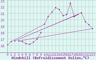 Courbe du refroidissement olien pour Kleine-Brogel (Be)