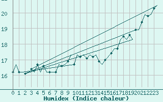 Courbe de l'humidex pour Platform P11-b Sea