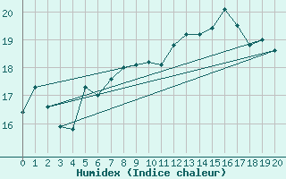 Courbe de l'humidex pour Lyngor Fyr