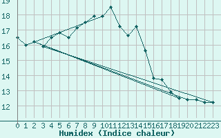 Courbe de l'humidex pour Mullingar