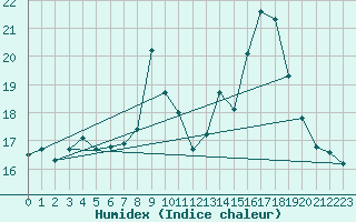 Courbe de l'humidex pour Toulon (83)