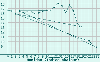 Courbe de l'humidex pour Florennes (Be)