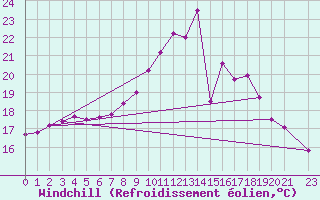 Courbe du refroidissement olien pour Koblenz Falckenstein