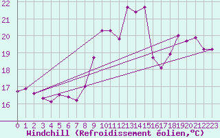 Courbe du refroidissement olien pour Cherbourg (50)