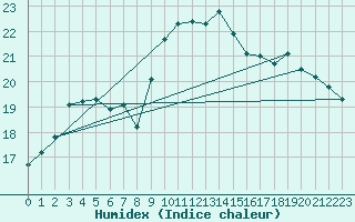 Courbe de l'humidex pour Horsens/Bygholm