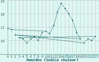Courbe de l'humidex pour Steinhagen-Negast