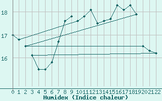 Courbe de l'humidex pour Darmstadt