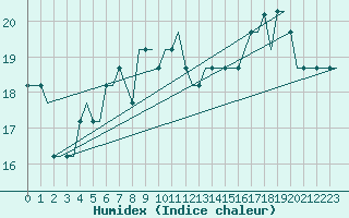 Courbe de l'humidex pour Algeciras