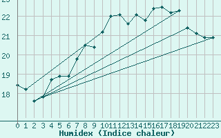 Courbe de l'humidex pour Le Touquet (62)