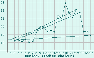 Courbe de l'humidex pour Biarritz (64)