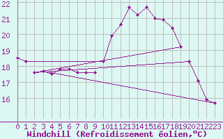 Courbe du refroidissement olien pour Bad Salzuflen