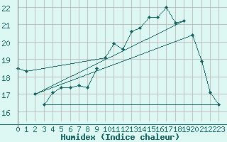 Courbe de l'humidex pour Pau (64)