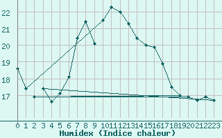 Courbe de l'humidex pour Schleswig