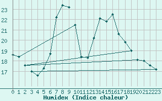 Courbe de l'humidex pour Curtea De Arges