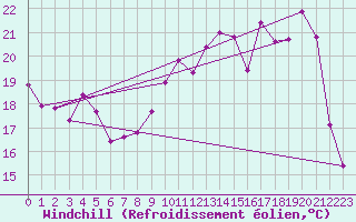 Courbe du refroidissement olien pour Blois (41)