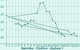 Courbe de l'humidex pour Ile Rousse (2B)