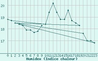 Courbe de l'humidex pour Sallles d'Aude (11)